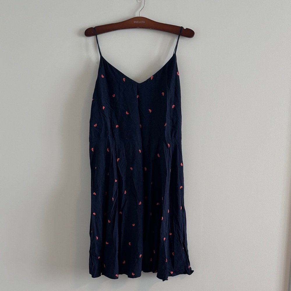 GAP Navy Blue Slip Mini Dress with watermelon print.